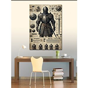 Kanvas Tablo Ortaçağ Şövalyesi Çizimi 70x100 cm