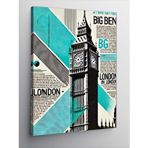Kanvas Tablo Londra Big Ben Poster Tasarımı 100x140 cm