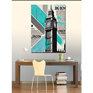 Kanvas Tablo Londra Big Ben Poster Tasarımı 100x140 cm