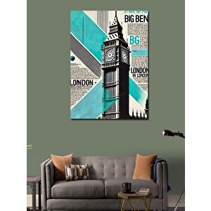 Kanvas Tablo Londra Big Ben Poster Tasarımı 100x140 cm