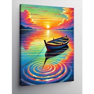 Kanvas Tablo Gün Batımında Tekne Manzarası 100x140 cm