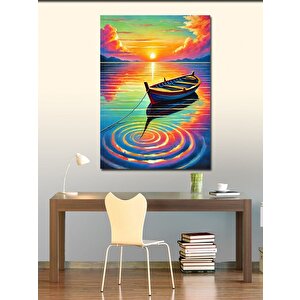 Kanvas Tablo Gün Batımında Tekne Manzarası 100x140 cm