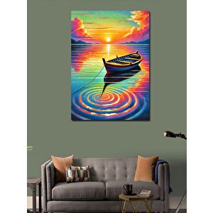 Kanvas Tablo Gün Batımında Tekne Manzarası 100x140 cm