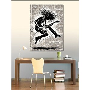 Kanvas Tablo Elektro Gitar Ve Enerji Gazete Fon 50x70 cm