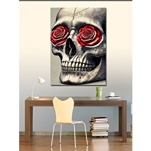 Kanvas Tablo Gül Gözlü Kafatası Tasarımı 100x140 cm