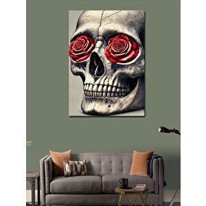 Kanvas Tablo Gül Gözlü Kafatası Tasarımı 100x140 cm