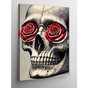 Kanvas Tablo Gül Gözlü Kafatası Tasarımı 50x70 cm