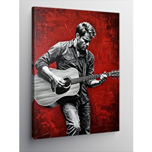 Kanvas Tablo Kırmızı Gitar Çalan Adam 70x100 cm