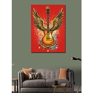 Kanvas Tablo Kanatlı Altın Gitar 50x70 cm