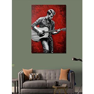 Kanvas Tablo Kırmızı Gitar Çalan Adam 50x70 cm