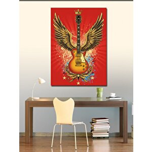 Kanvas Tablo Kanatlı Altın Gitar 100x140 cm