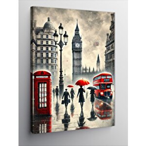 Kanvas Tablo Londra Ve Kırmızı Telefon 50x70 cm