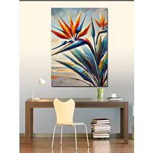 Kanvas Tablo Cennet Kuşu Çiçeği Ve Soyut Tonlar 100x140 cm