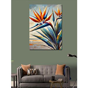 Kanvas Tablo Cennet Kuşu Çiçeği Ve Soyut Tonlar 100x140 cm