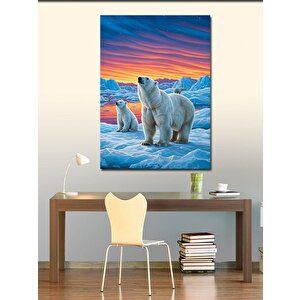 Kanvas Tablo Kutup Ayıları Ve Kuzey Işıkları 50x70 cm