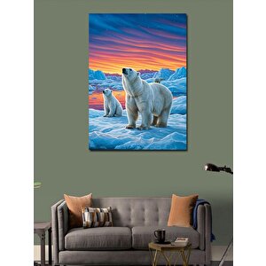 Kanvas Tablo Kutup Ayıları Ve Kuzey Işıkları 50x70 cm