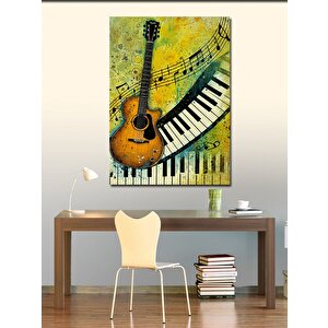 Kanvas Tablo Gitar Ve Piyano Teması 50x70 cm