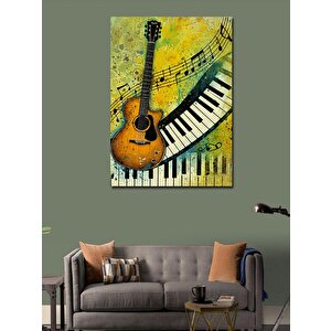 Kanvas Tablo Gitar Ve Piyano Teması 50x70 cm