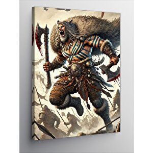 Kanvas Tablo Viking Savaşçı Sanatı 100x140 cm
