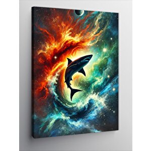 Kanvas Tablo Uzaydaki Köpekbalığı 50x70 cm