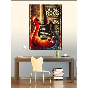 Kanvas Tablo Gitar Ve Rock Poster Afişi 100x140 cm