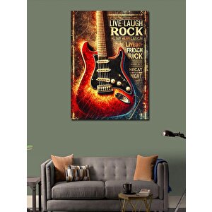 Kanvas Tablo Gitar Ve Rock Poster Afişi 100x140 cm