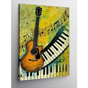 Kanvas Tablo Gitar Ve Piyano Teması 70x100 cm