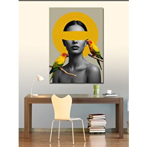 Kanvas Tablo Papağanlı Kadın Silueti 100x140 cm