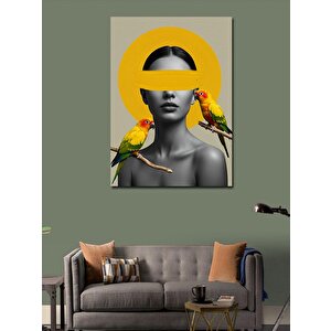 Kanvas Tablo Papağanlı Kadın Silueti 100x140 cm