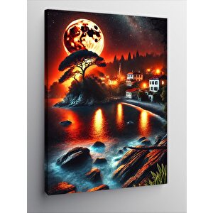 Kanvas Tablo Kırmızı Gölette Gün Batımı 50x70 cm