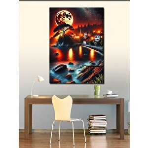Kanvas Tablo Kırmızı Gölette Gün Batımı 50x70 cm