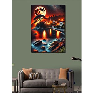 Kanvas Tablo Kırmızı Gölette Gün Batımı 50x70 cm