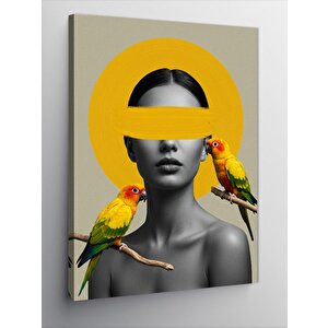 Kanvas Tablo Papağanlı Kadın Silueti 70x100 cm