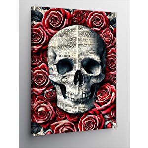 Kanvas Tablo Gül Ve Kafatası 70x100 cm