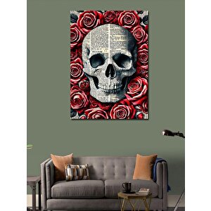 Kanvas Tablo Gül Ve Kafatası 70x100 cm