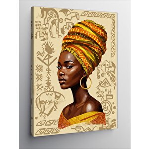 Kanvas Tablo Sarı Şal Ve Etnik Kadın Portresi 100x140 cm