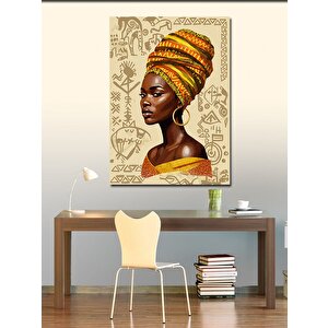 Kanvas Tablo Sarı Şal Ve Etnik Kadın Portresi 100x140 cm