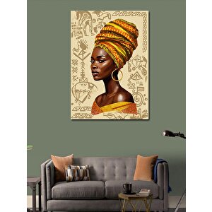 Kanvas Tablo Sarı Şal Ve Etnik Kadın Portresi 100x140 cm