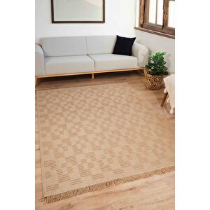 Natura 6664 %100 Doğal Jüt Kilim Bej Renkli Yumuşak Dokulu Şık Tasarımlı Kilim Modern Dokuma Kilim