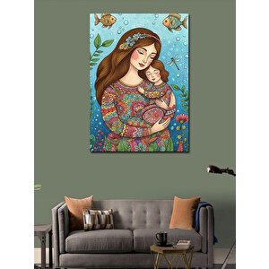 Kanvas Tablo Anne Ve Çocuk İllüstrasyonu 50x70 cm