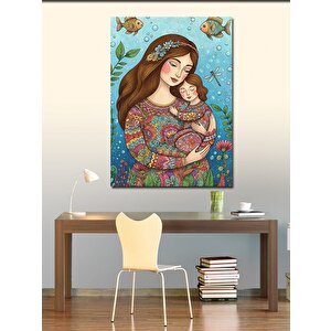 Kanvas Tablo Anne Ve Çocuk İllüstrasyonu 100x140 cm