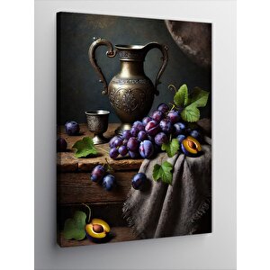 Kanvas Tablo Üzüm Ve Şarap Motifi 100x140 cm