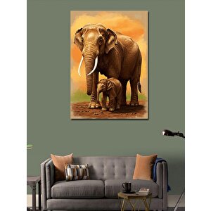 Kanvas Tablo Anne Fil Ve Yavru Fil 50x70 cm