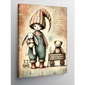 Kanvas Tablo Oyuncaklı Çocuk Çizimi 50x70 cm