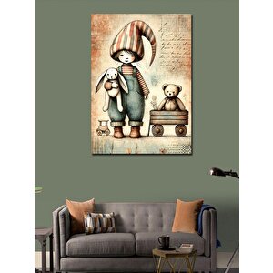 Kanvas Tablo Oyuncaklı Çocuk Çizimi 50x70 cm