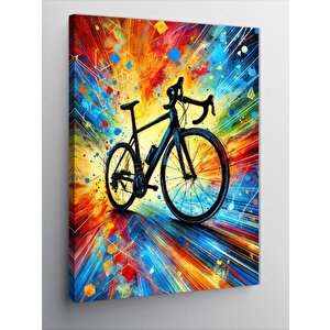 Kanvas Tablo Renkli Bisiklet Ve Çizgiler 100x140 cm