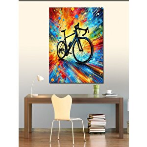 Kanvas Tablo Renkli Bisiklet Ve Çizgiler 100x140 cm