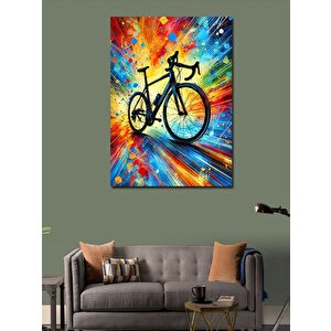 Kanvas Tablo Renkli Bisiklet Ve Çizgiler 100x140 cm