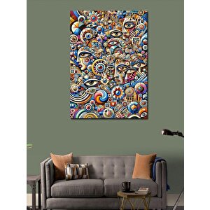 Kanvas Tablo Soyut Yüzler Ve Renkli Çizimler 70x100 cm
