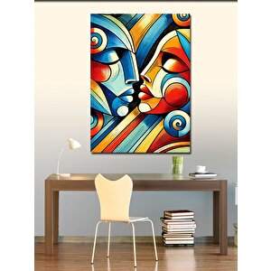 Kanvas Tablo Soyut Yüzler Ve Canlı Renkler 70x100 cm